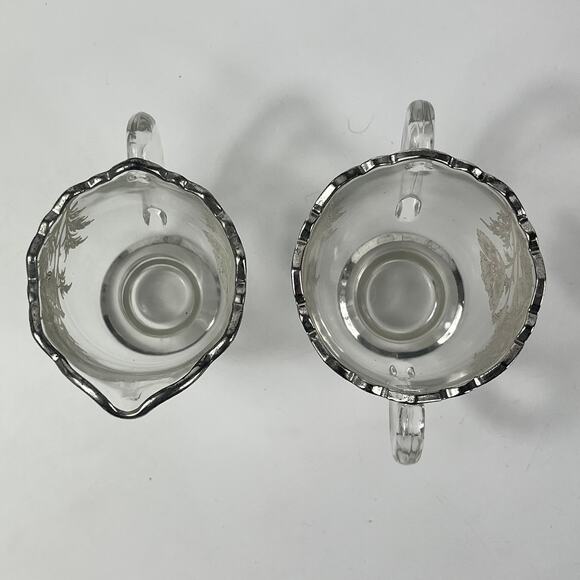 Crystal Silver Overlay Serving Dishes Set Cambridge Caprice Metallic Vintage 4PC - Picture 16 of 16